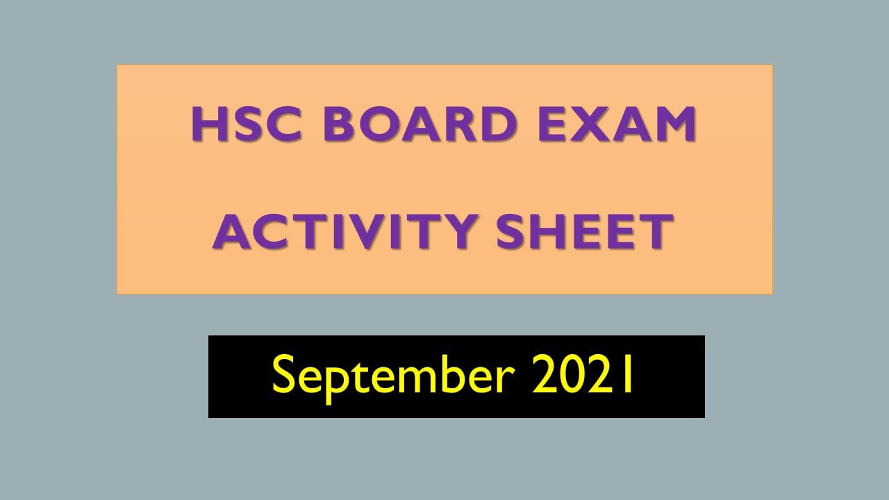 Std XII Board September 2021 Exam Activity Sheet